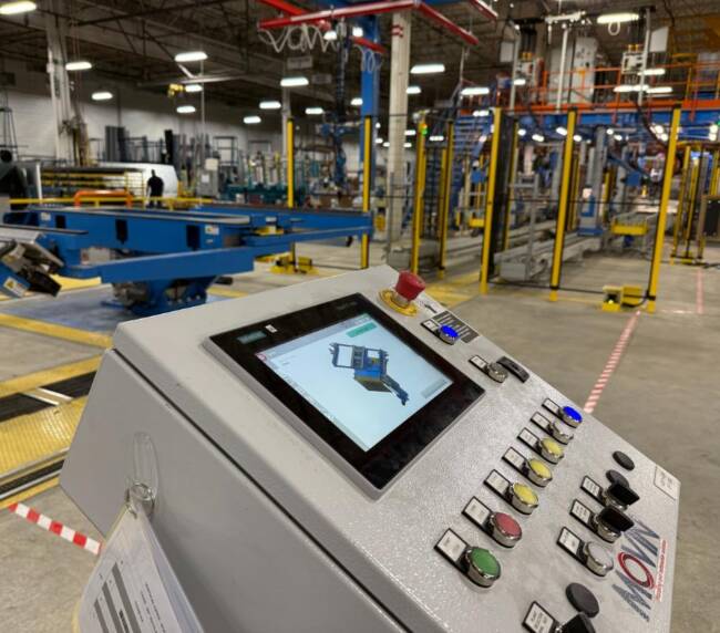 HMI panel for the control and management of an automation machine assembling commercial refrigeration cabinets along the Movin assembly line
