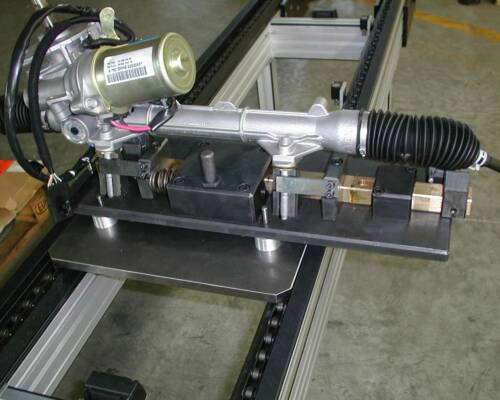 Automotive gearbox on a process pallet inside the Movin assembly line