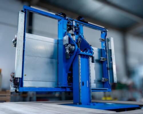 Industrial automation machine designed and built by Movin for the commercial refrigeration sector, shown during testing and prototyping prior to installation